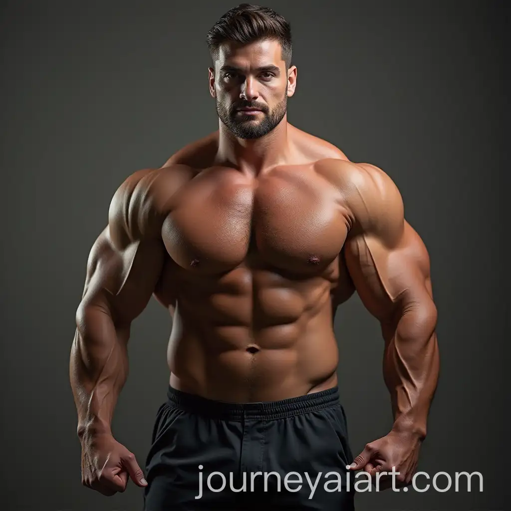 Muscular-Man-with-a-Big-Strong-Physique-Posing-for-Strength