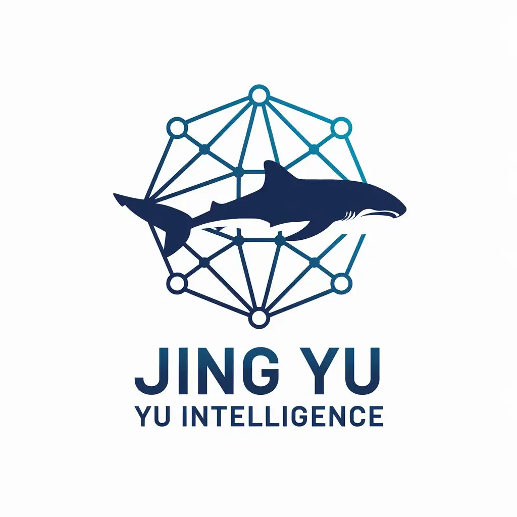 a vector logo design,with the text "Jing Yu Intelligence", main symbol:power grid and whale shark, Internet of Things,Moderate,be used in Internet industry,clear background