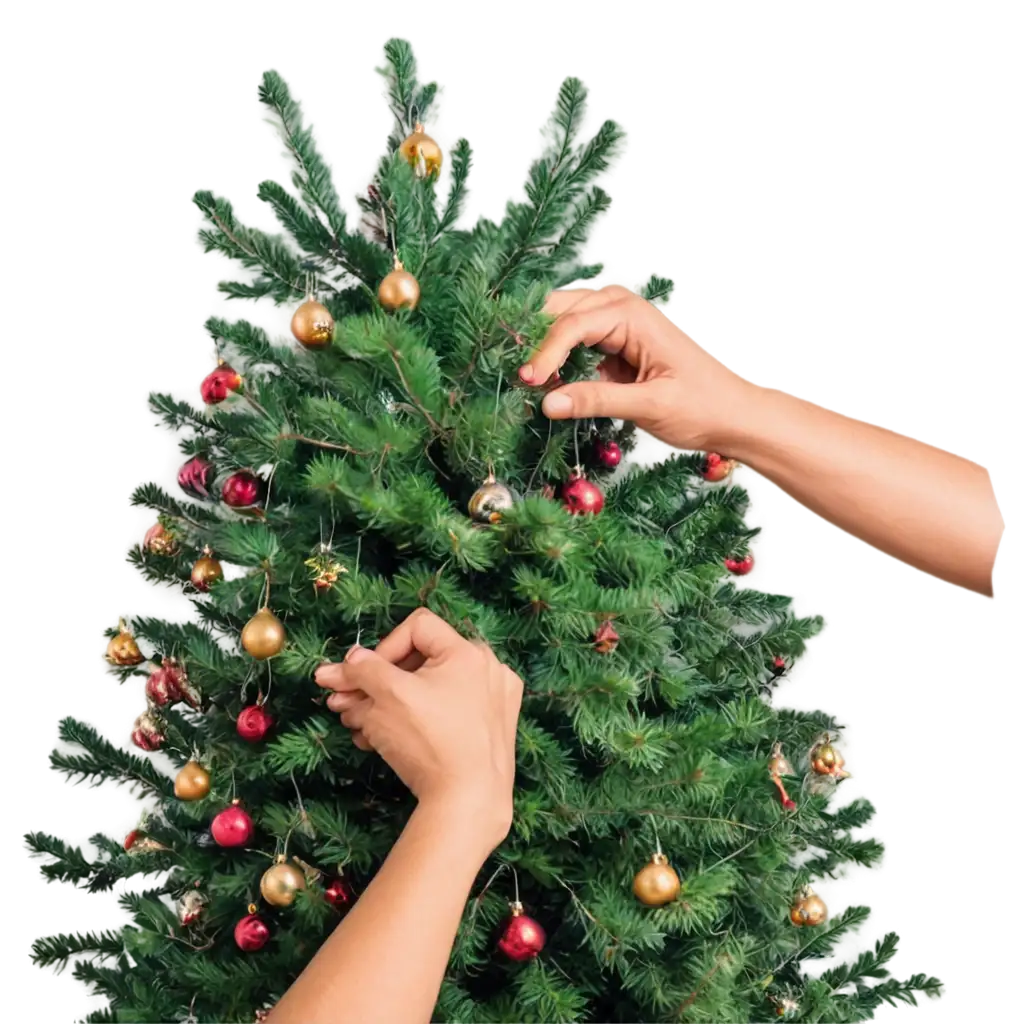 Hands-Decorate-Tree-PNG-Image-Perfect-for-Creative-and-Seasonal-Designs