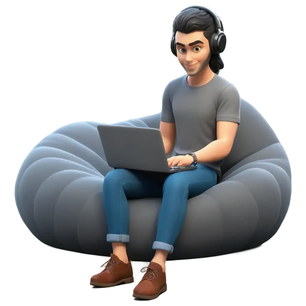 3D-PNG-Image-of-a-Person-Sitting-on-a-Beanbag-Using-a-Laptop-High-Quality-Versatile