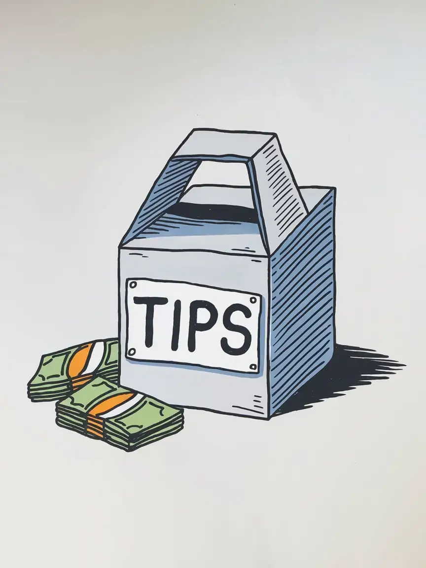 Illustration-of-a-Donation-Box-with-Tips-and-Bills-on-White-Background