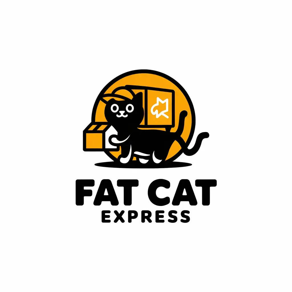 LOGO Design for Fat Cat Express Vector Cat Delivery Symbol for Retail Industry