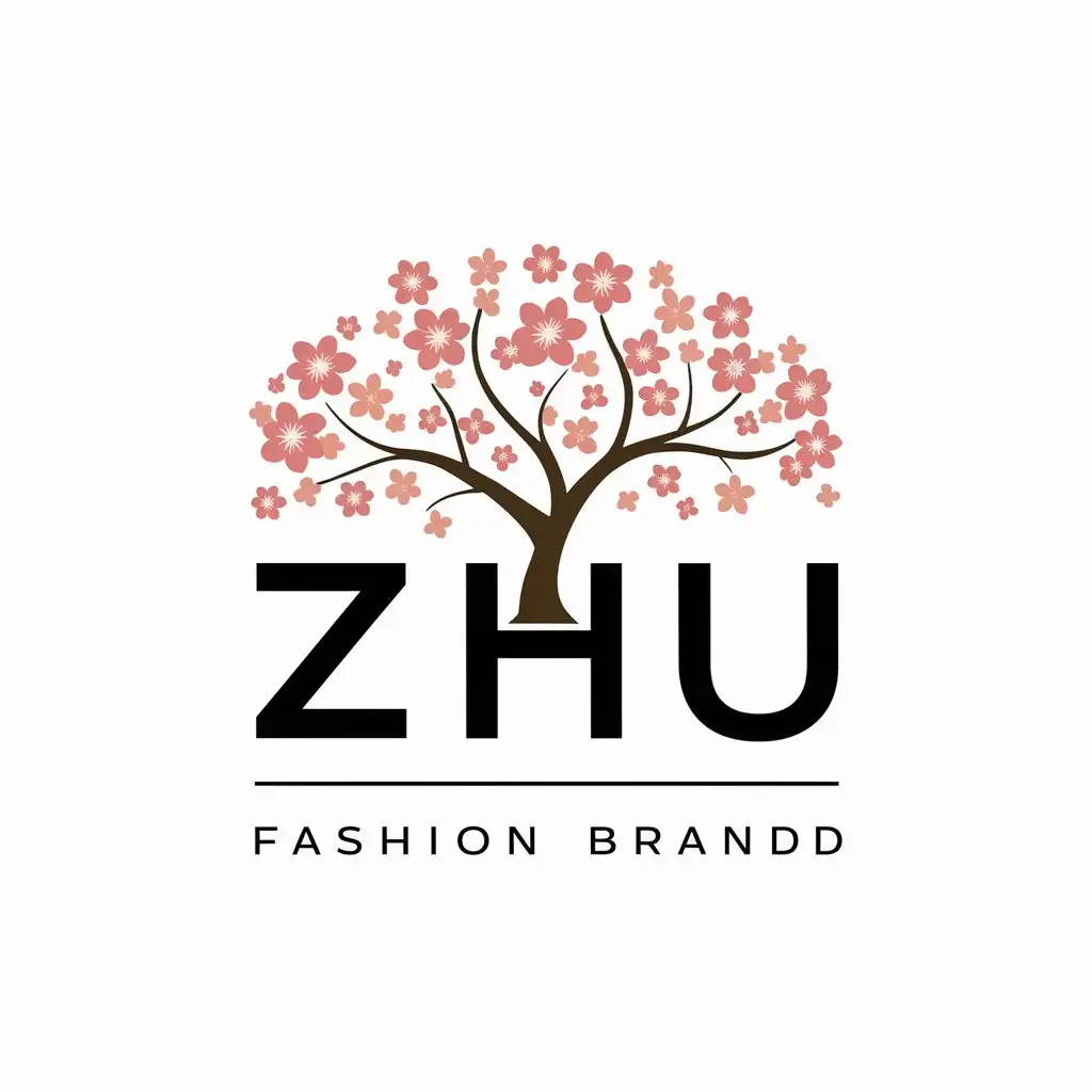 LOGO-Design-For-ZHU-Japanese-Cherry-Blossom-Tree-with-Spring-Colors