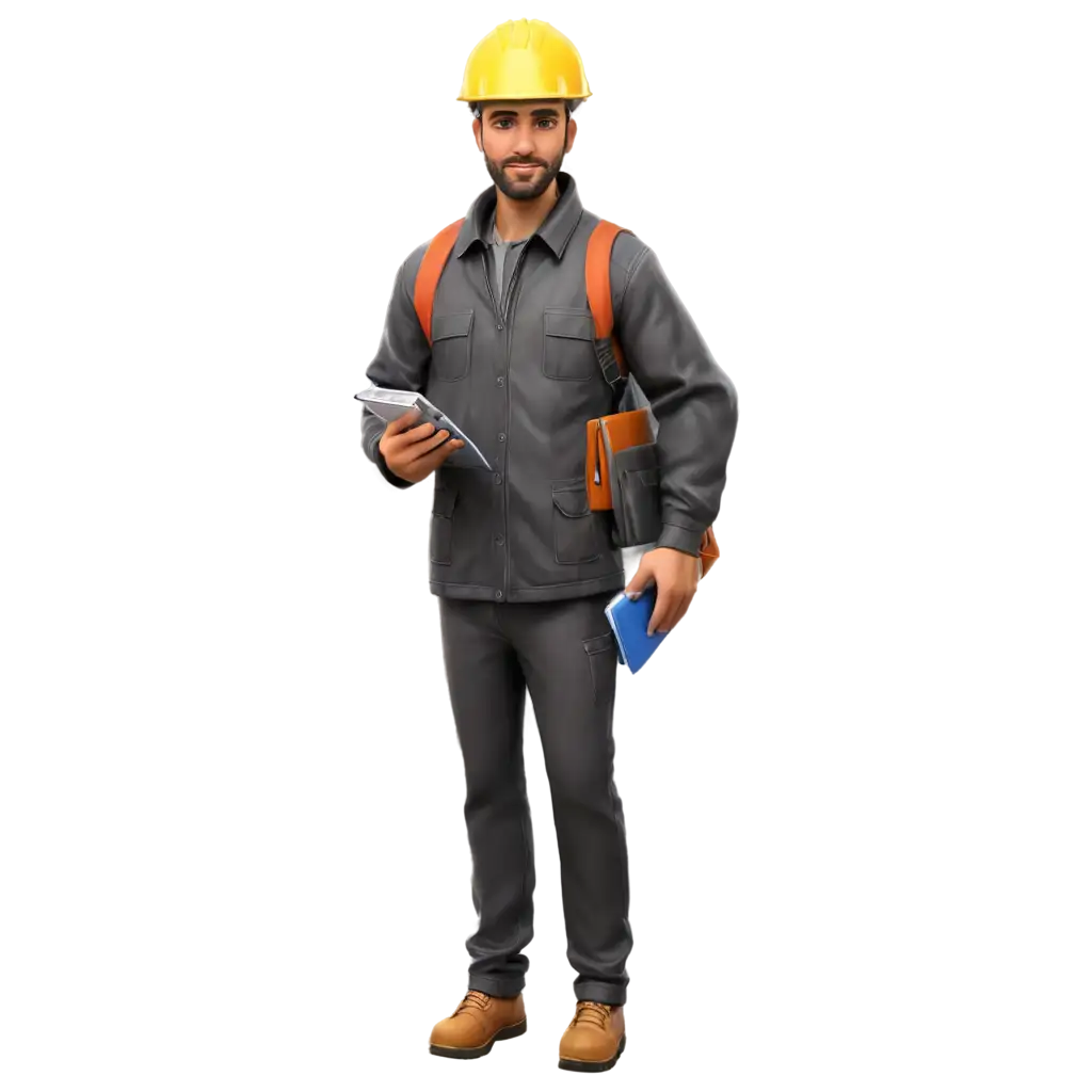 Realistic-PNG-Image-of-a-Worker-in-Safety-Gear-Holding-a-Notepad