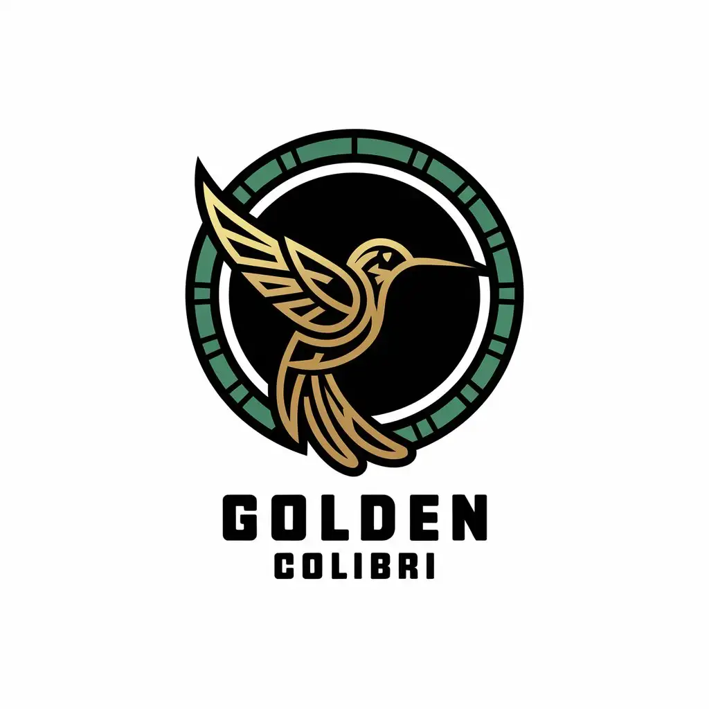 LOGO-Design-for-Golden-Colibri-Elegant-Hummingbird-Circle-Symbol-for-Clothing-Industry