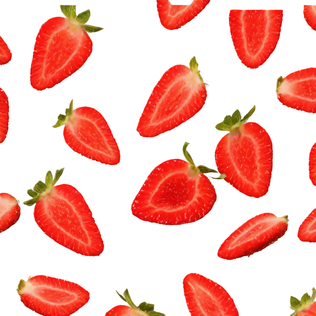 Real Juicy Strawberry Slices Falling Fresh Red Fruit