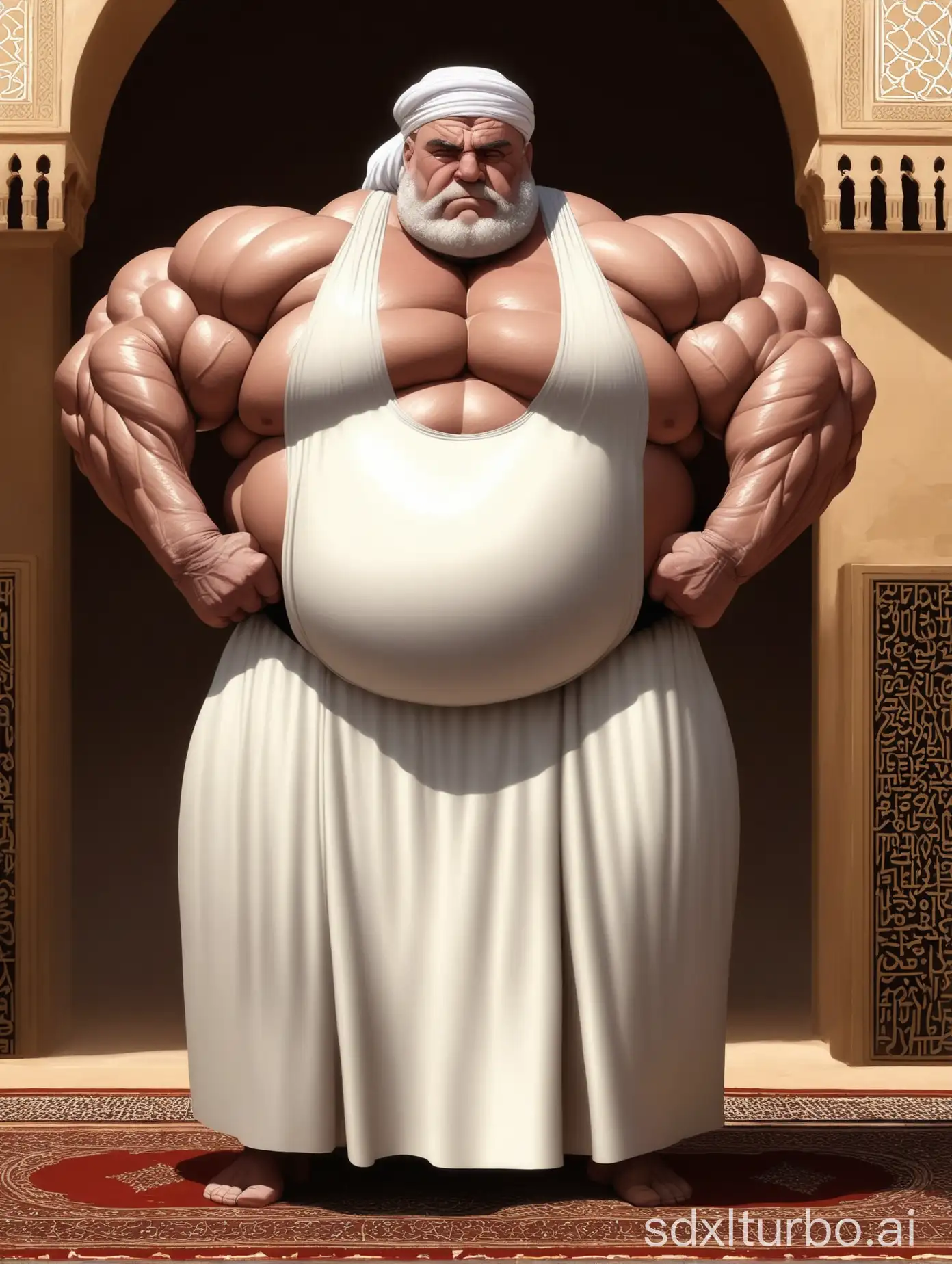 Massive-Muscular-Old-Man-in-Traditional-Arabic-Dress