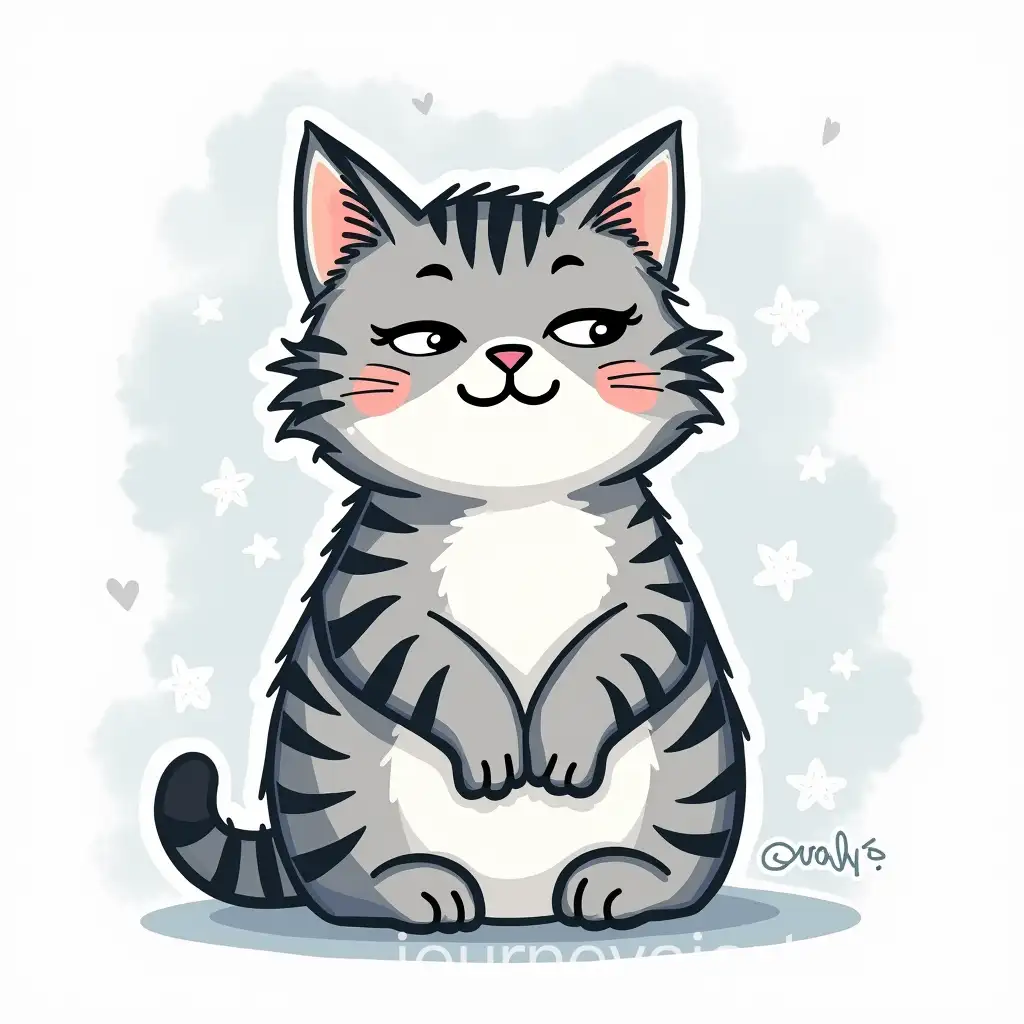 Playful-Doodle-Art-of-BellaCat-Doodle-Art-Prompt-the-Tabby-Cat-with-Crossed-Paws