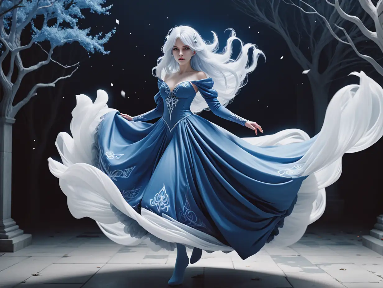 Floating-Sorceress-in-Blue-Wedding-Dress-with-Wind-Magic