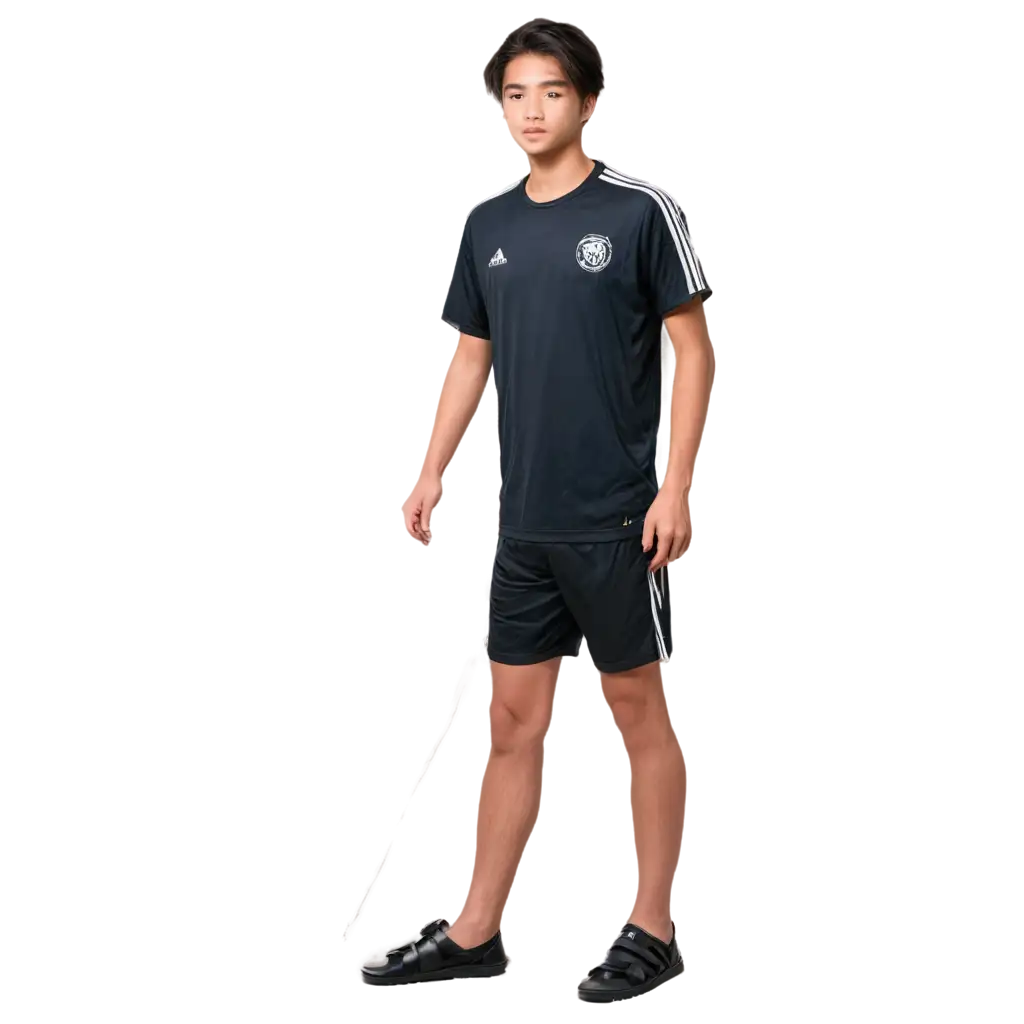 PNG-Image-of-a-20YearOld-Indonesian-Man-with-Mullet-Haircut-in-Soccer-Jersey-and-Sandals