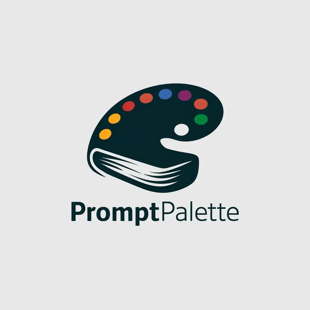 a vector logo design,with the text "PromptPalette", main symbol:A book in the shape of a painting palette,Moderate,be used in Art industry,clear background