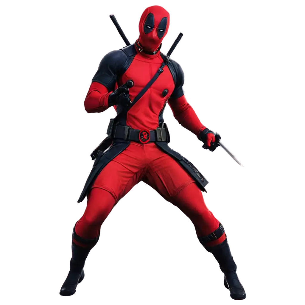 Dynamic-Deadpool-Attacking-with-Samurai-HighQuality-PNG-Image-for-Creative-Projects