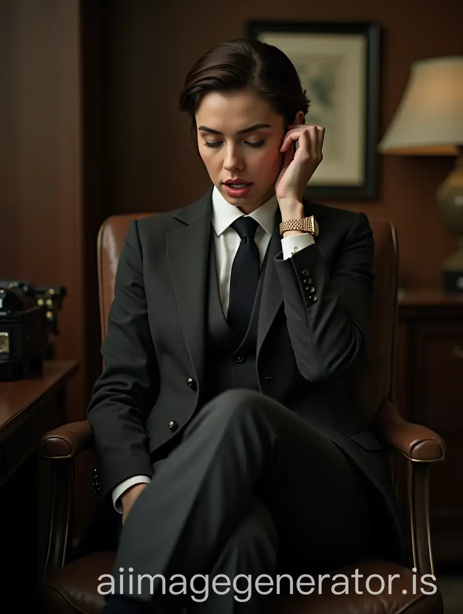 Female-Movie-Actress-in-Mens-Suit-Expressing-Shock-in-Office-Setting