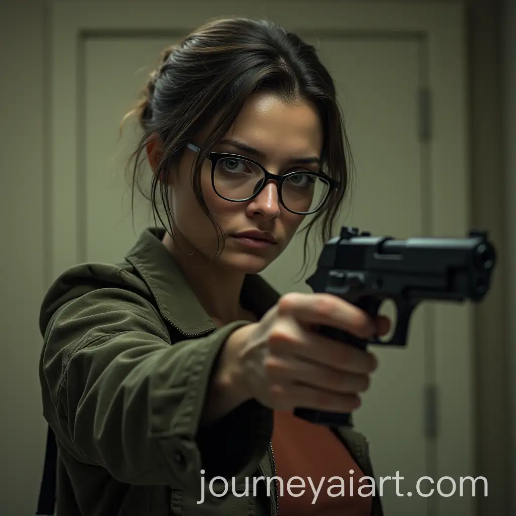 Survivor-Woman-in-PostApocalyptic-Shelter-with-10mm-Pistol