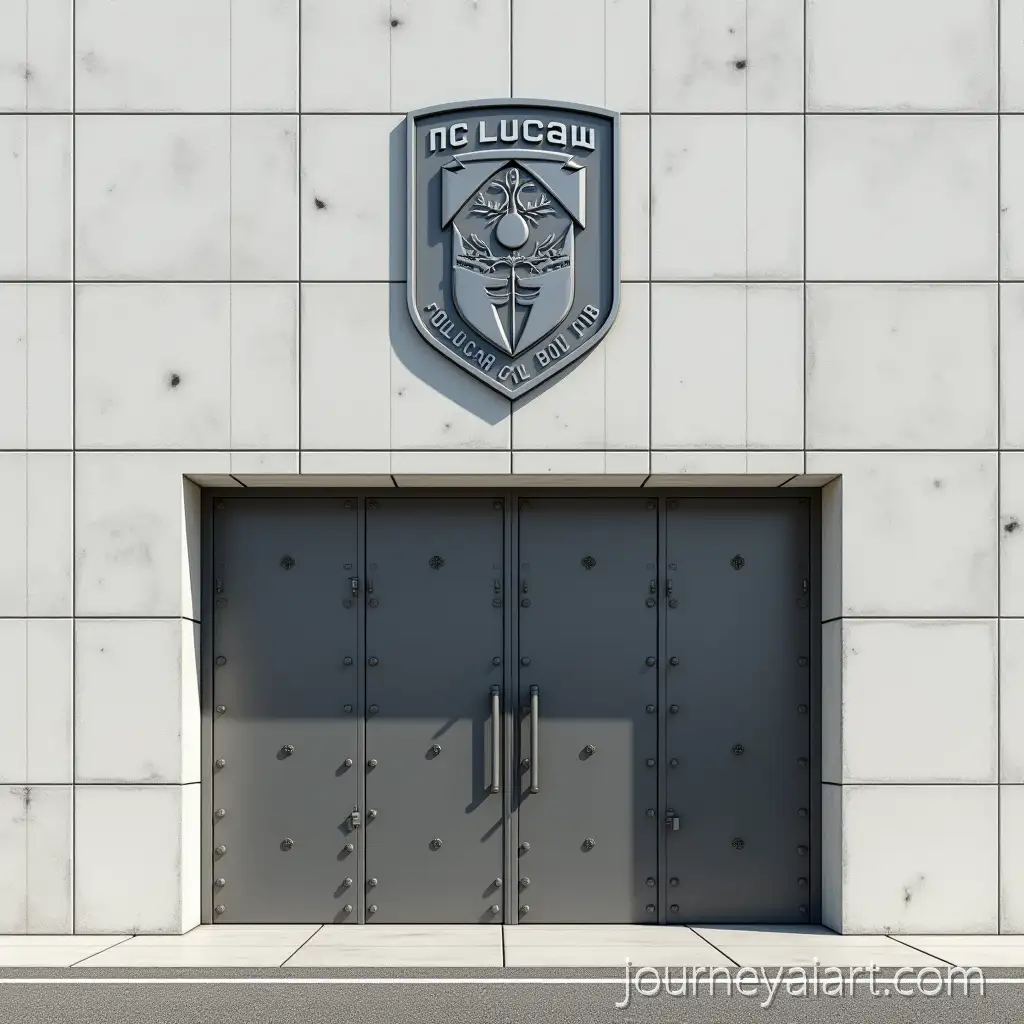 Toluca-Futbol-Club-Logo-on-Modern-Wall-withToluca-FC-wall-design-Iron-Vehicular-Door