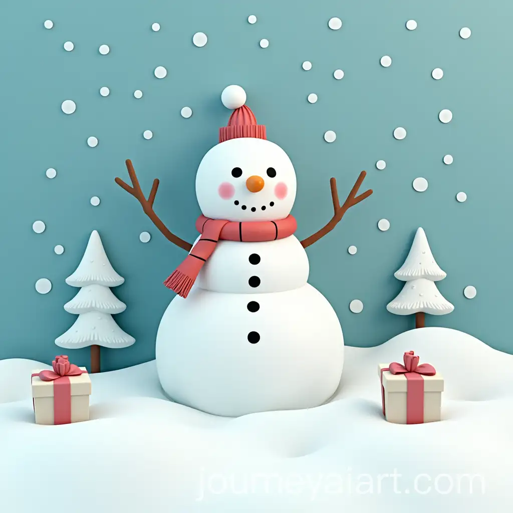 Minimalistic-Abstract-New-Year-Snowman-in-2D-Graphics