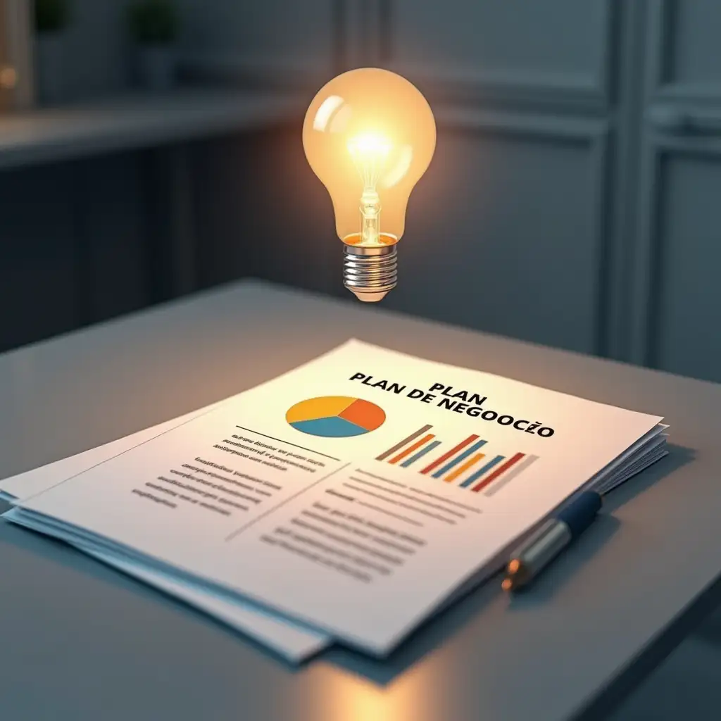 Professional-Business-Plan-Document-with-Glowing-Light-Bulb-in-Modern-Office-Setting