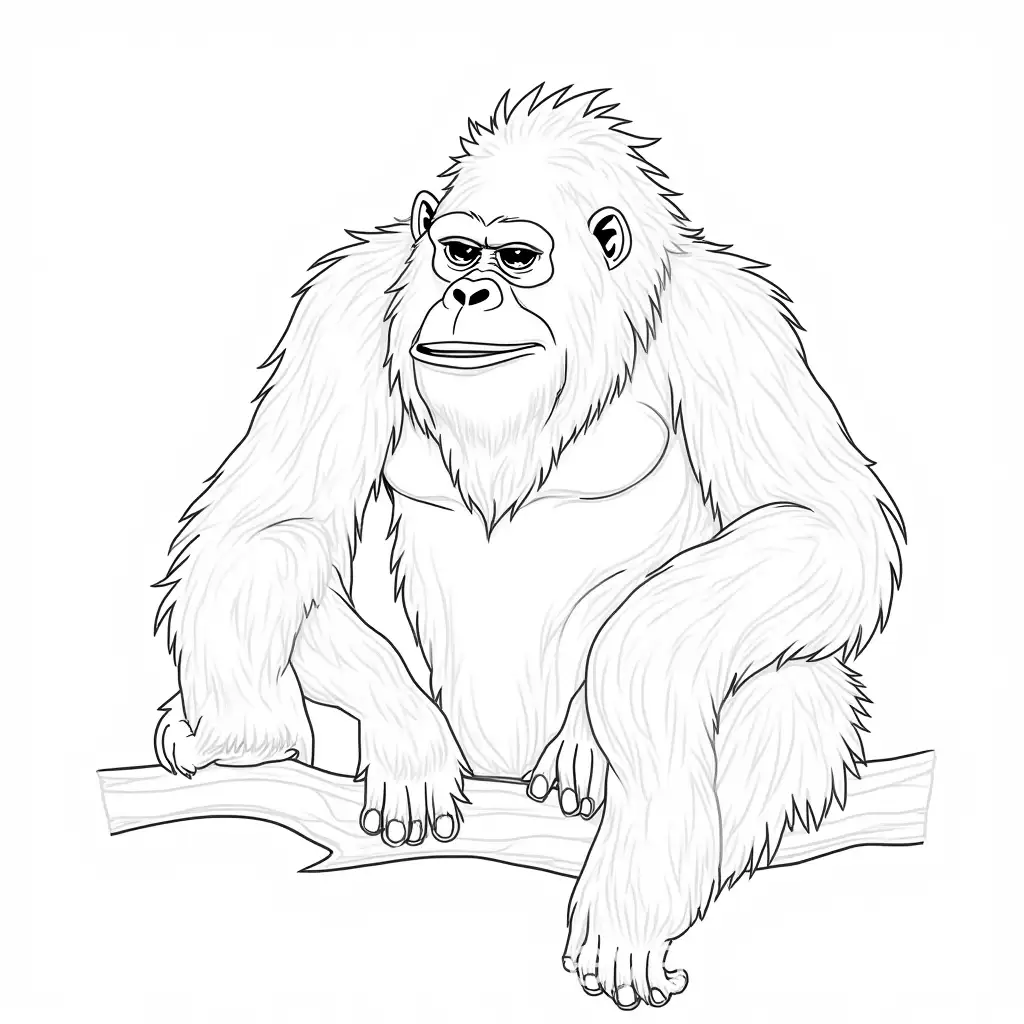 Male-vs-Female-Orangutan-inAI-Image-Expansion-Black-and-White-Coloring-Image