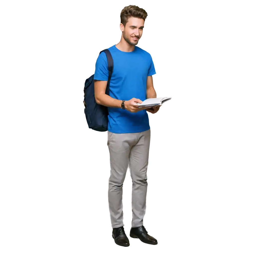 Men-in-Blue-TShirt-with-Notebook-PNG-Professional-Image-for-Modern-Work-Environments