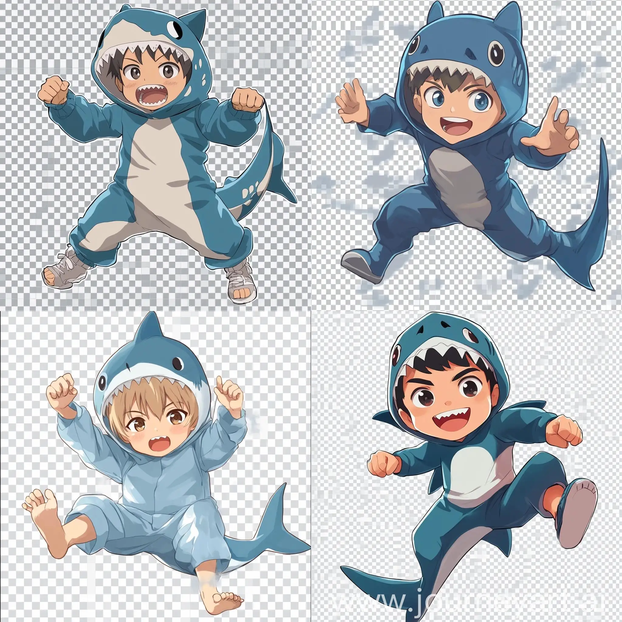 Anime-Boy-in-Shark-Costume-Holding-Leg