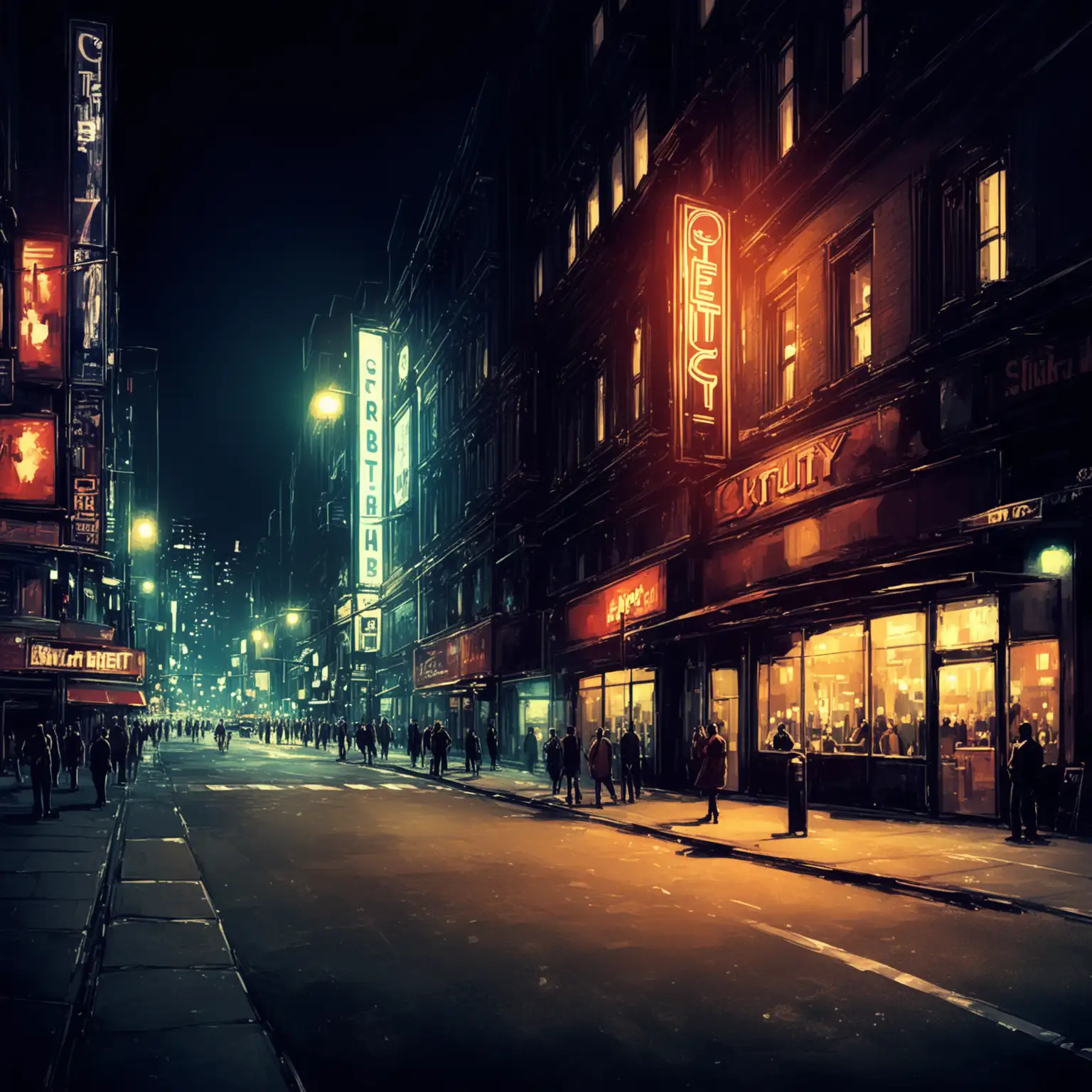 Vibrant Nightlife in a Big City Street with a Club