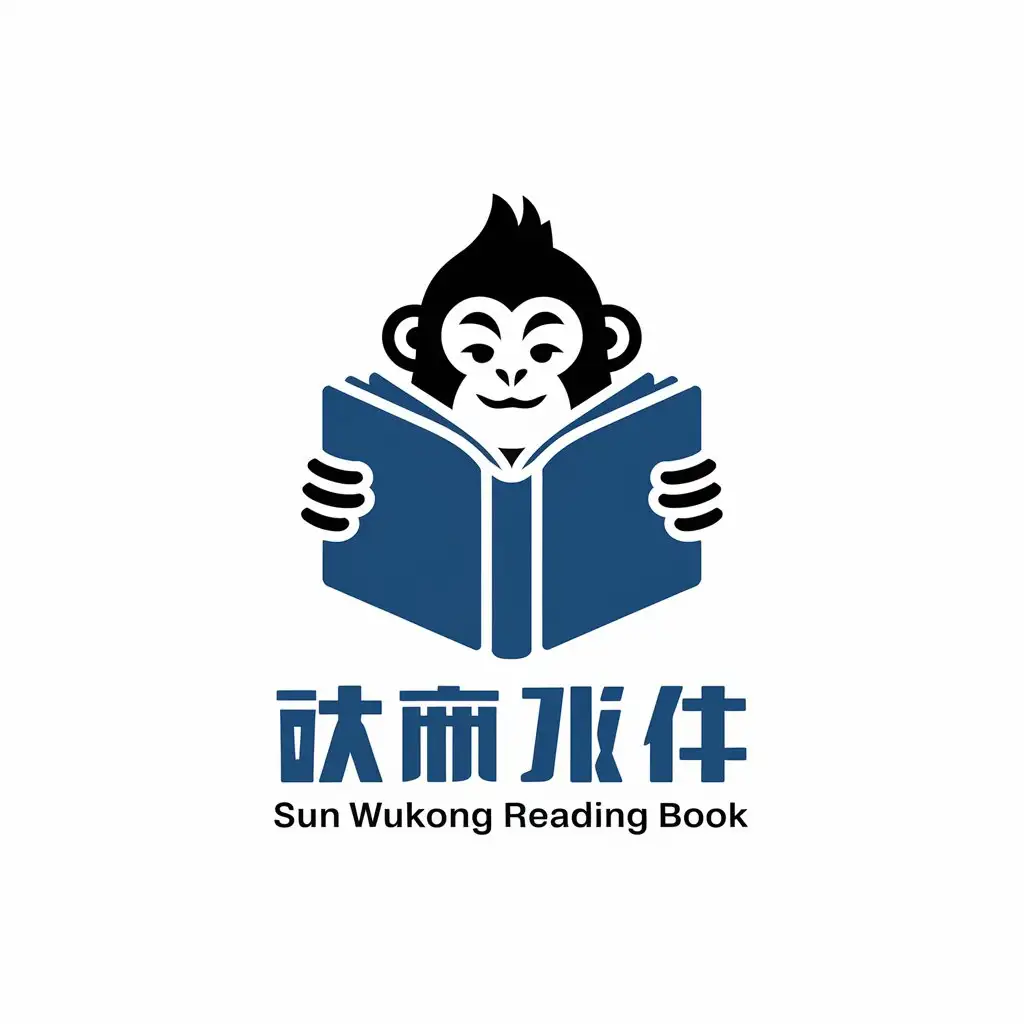 LOGO-Design-for-Sun-Wukong-Reading-Book-Educational-Symbol-with-Clear-Background