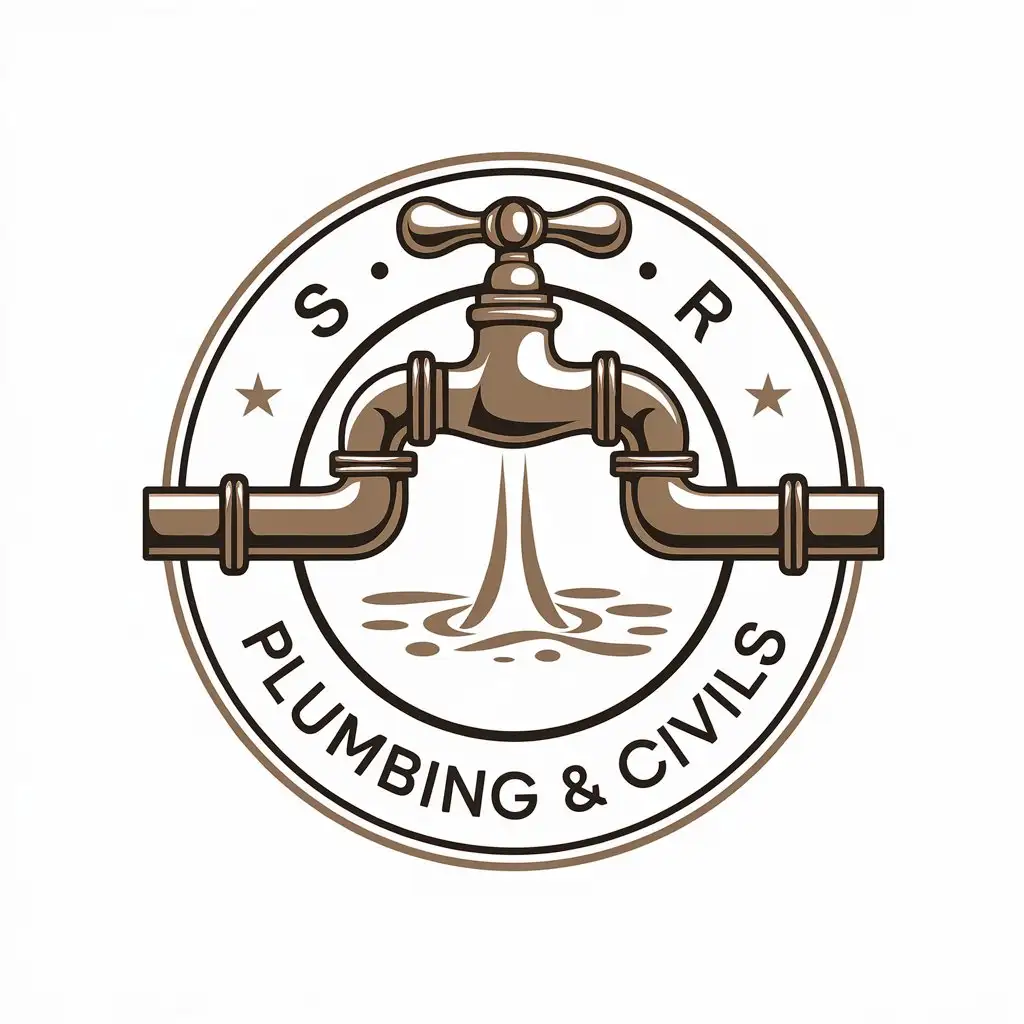 LOGO Design for S R Plumbing Civils Tap and Civil Pipes in Construction Industry