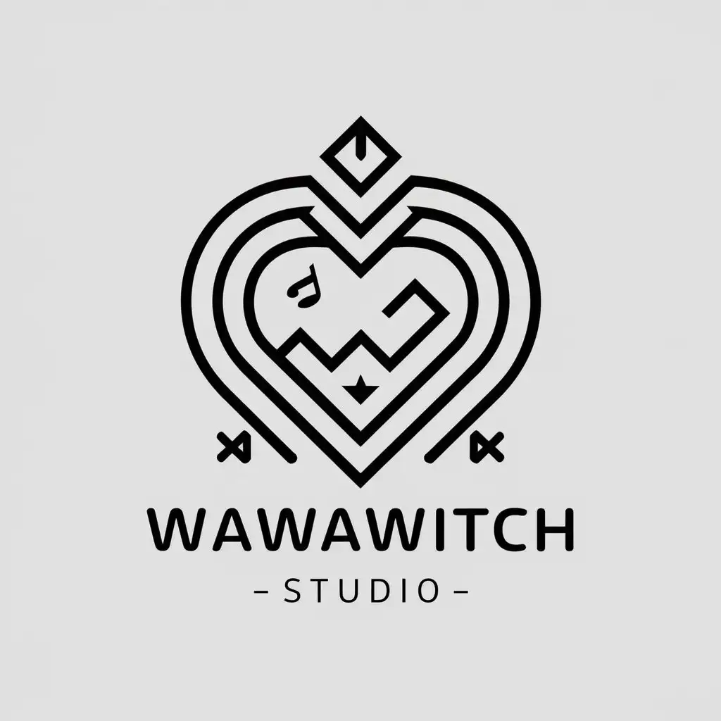 LOGO Design for WaWaWitch Studio Witch Music Arabic Islamic Influences with Heart and Waveform Elements