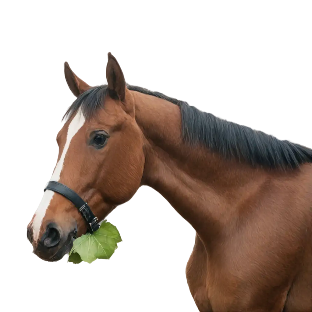 Horse-Eating-Leaves-Looking-Right-HighQuality-PNG-Image-for-Clear-Visual-Representation