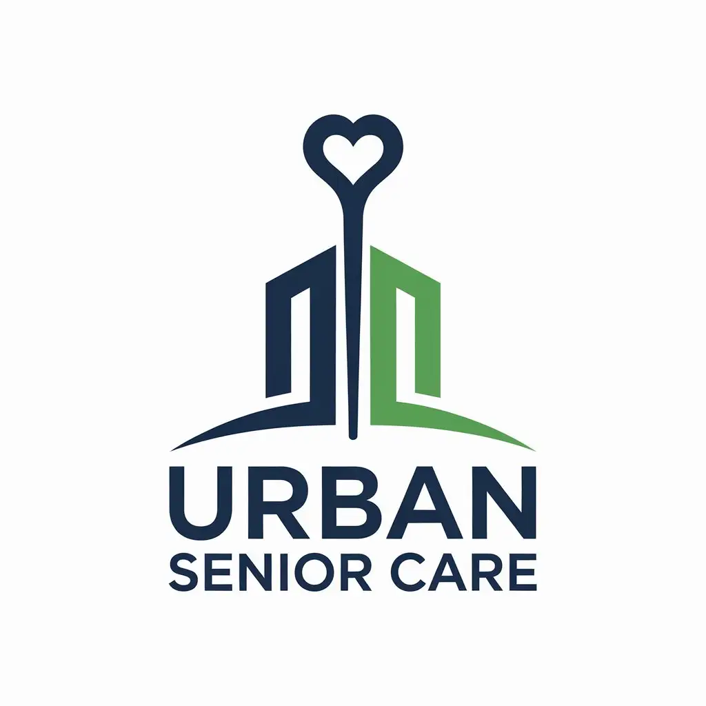 LOGO Design for Urban Senior Care Navy Blue Kelly Green Concierge Service for Seniors