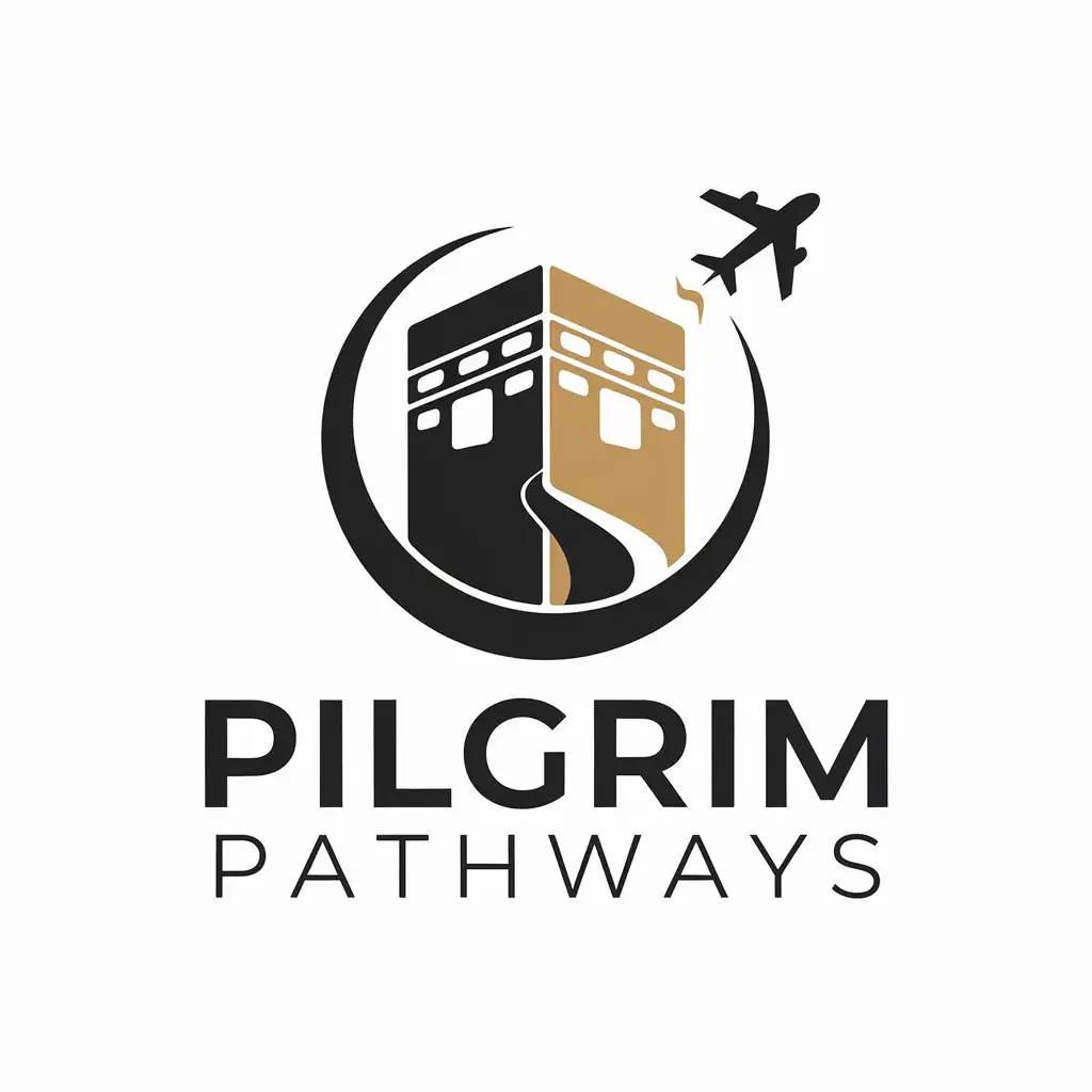 LOGO Design for Pilgrim Pathways Kaaba Airplane Theme for Travel Industry