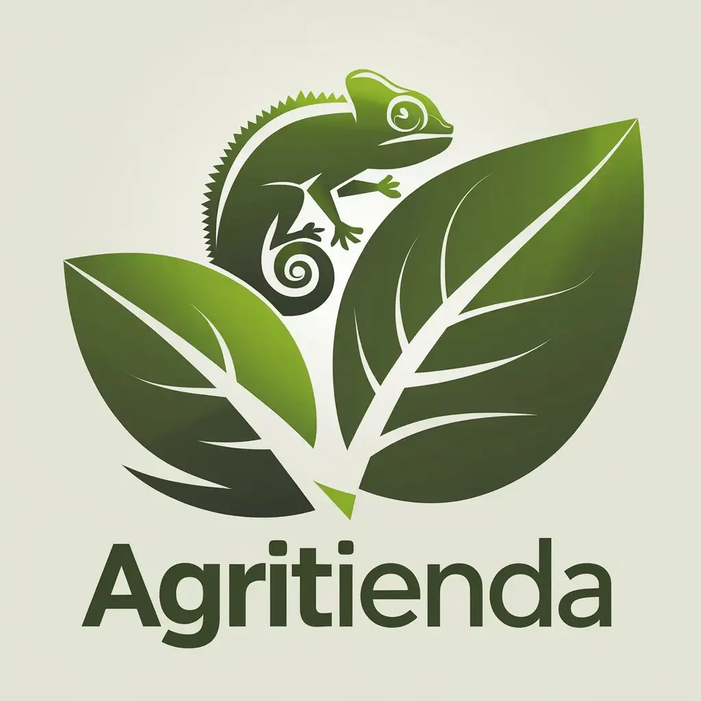 LOGO Design for AgriTienda Green Leaf Chameleon with a Clear Background