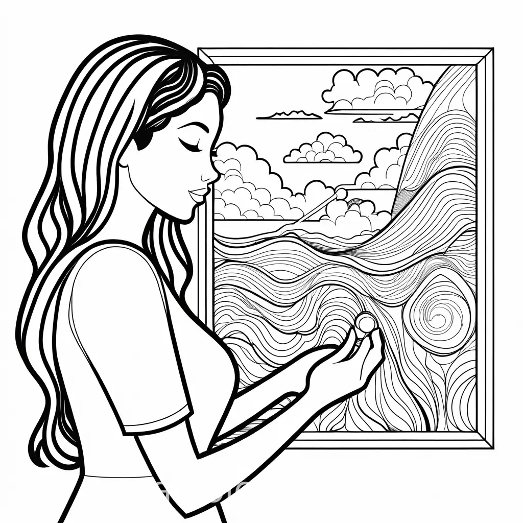 ChildFriendly-Coloring-Page-of-a-Woman-Holding-a-Magnet