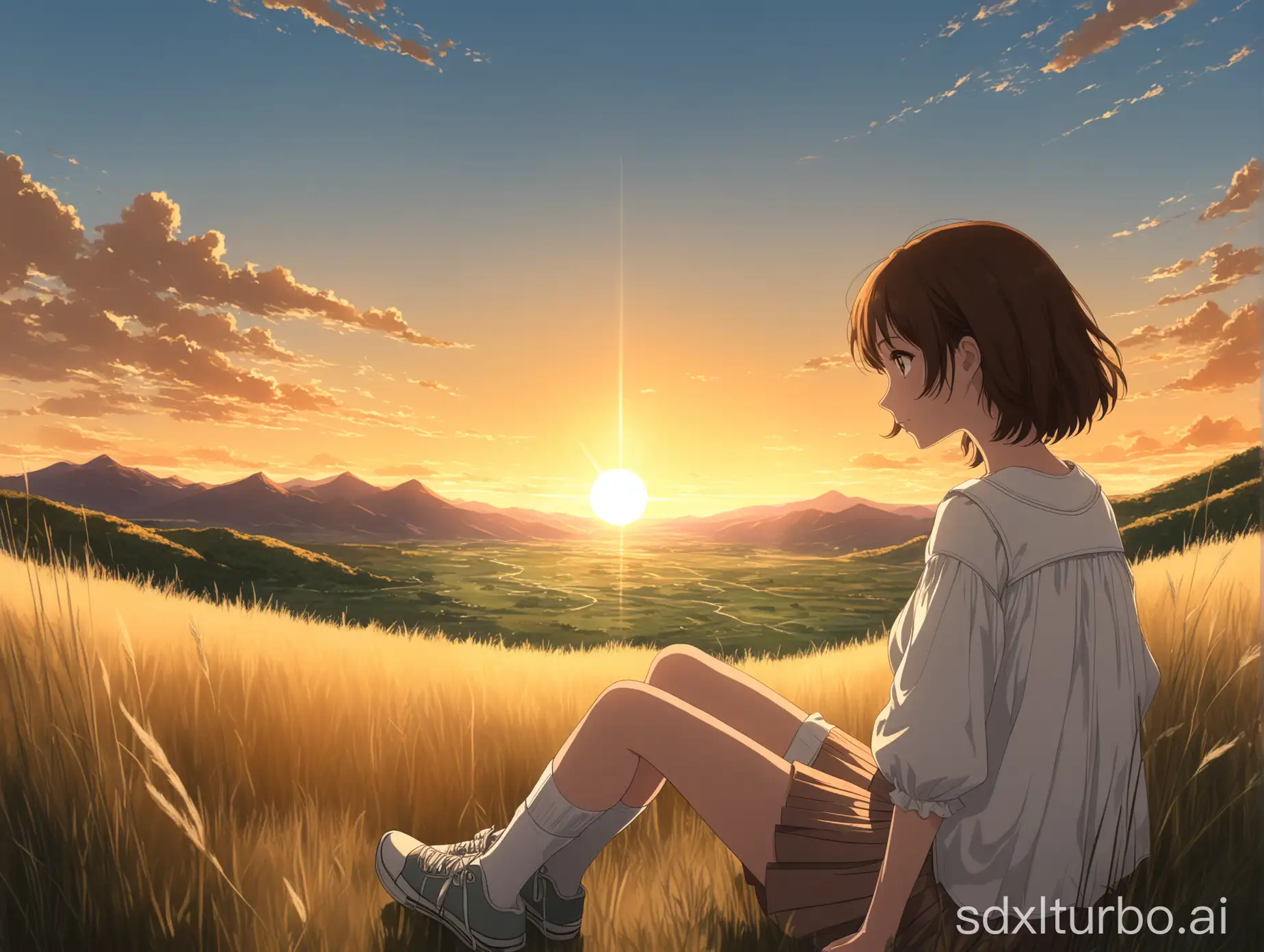 Anime-Girl-in-Sunset-Reflection