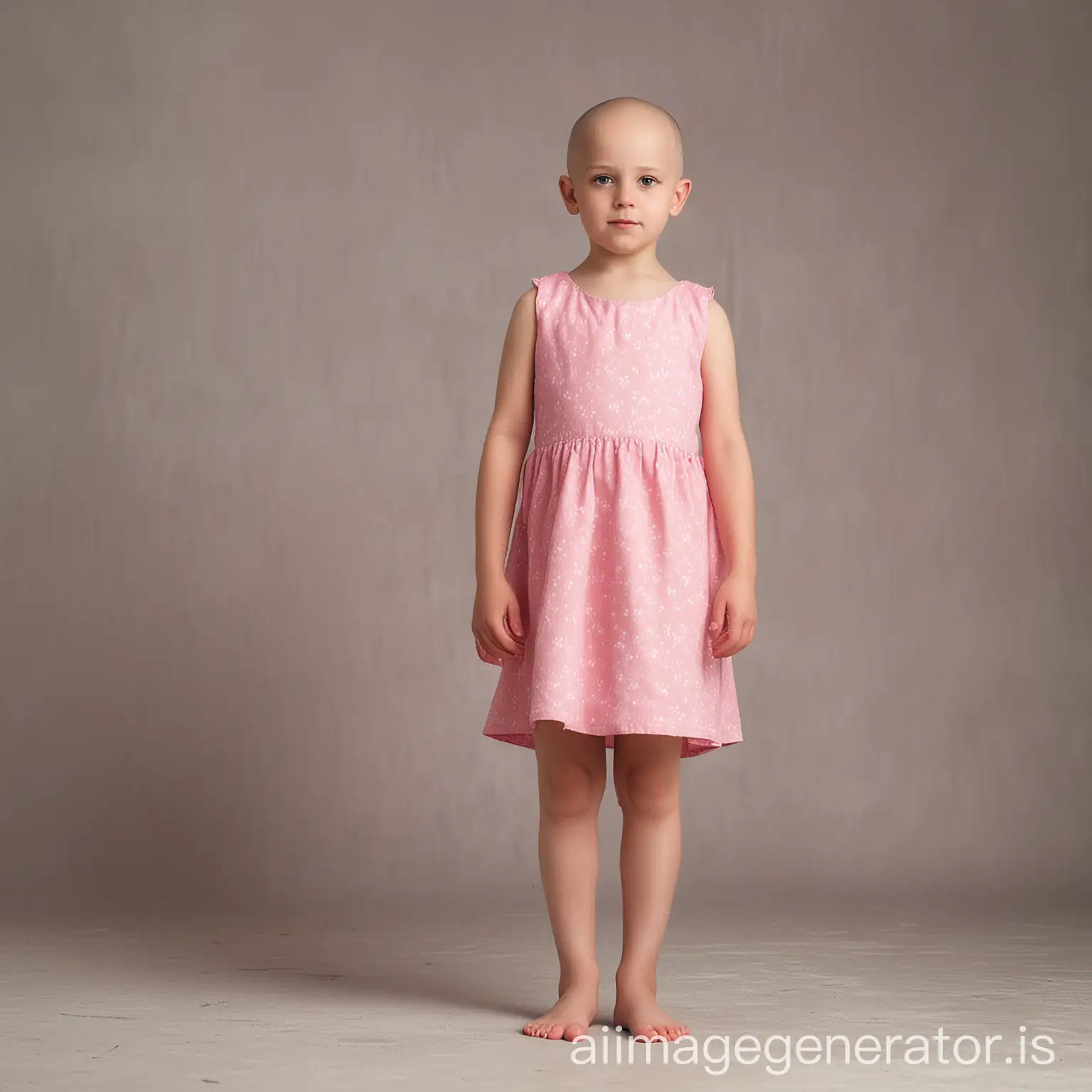 Young-Girl-with-Pink-Dress-Standing-Barefoot