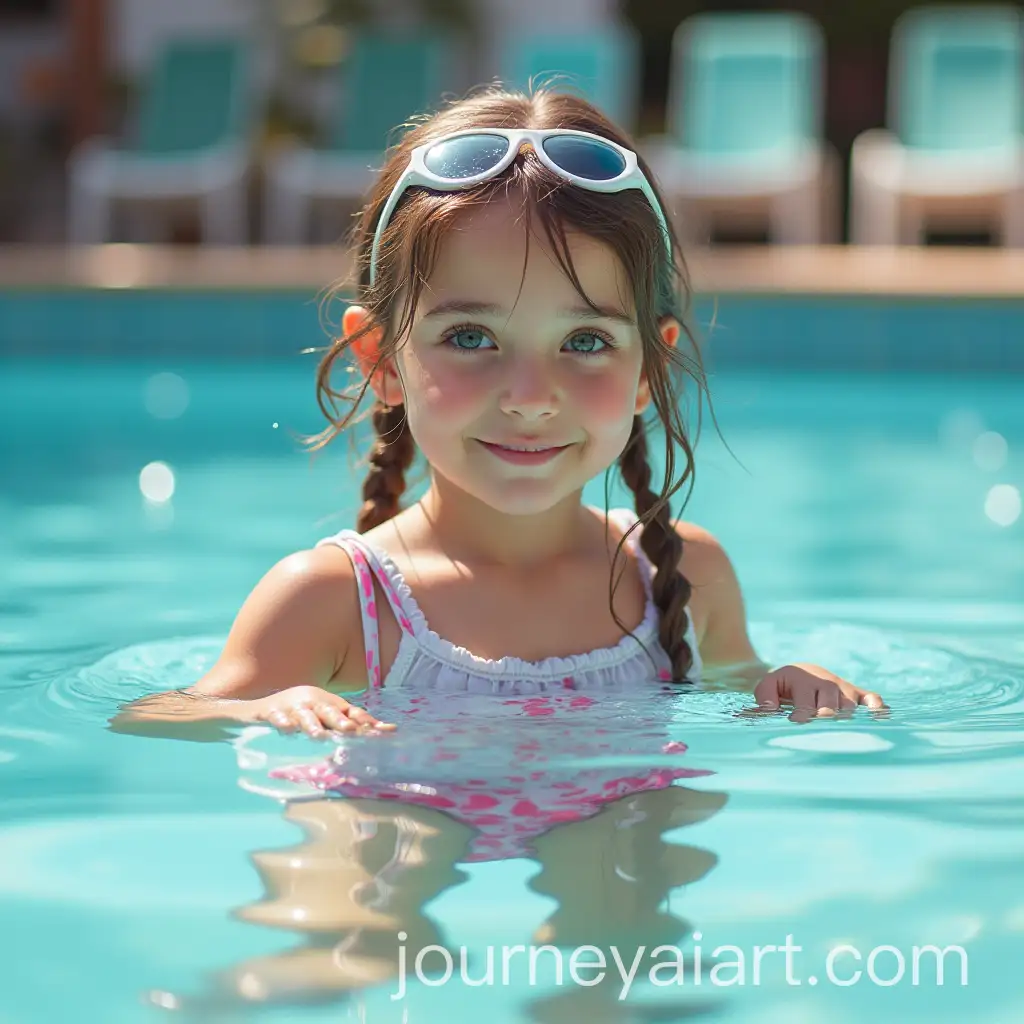 Young-Girls-Swimming-and-Playing-in-Pool-on-a-Summer-Day