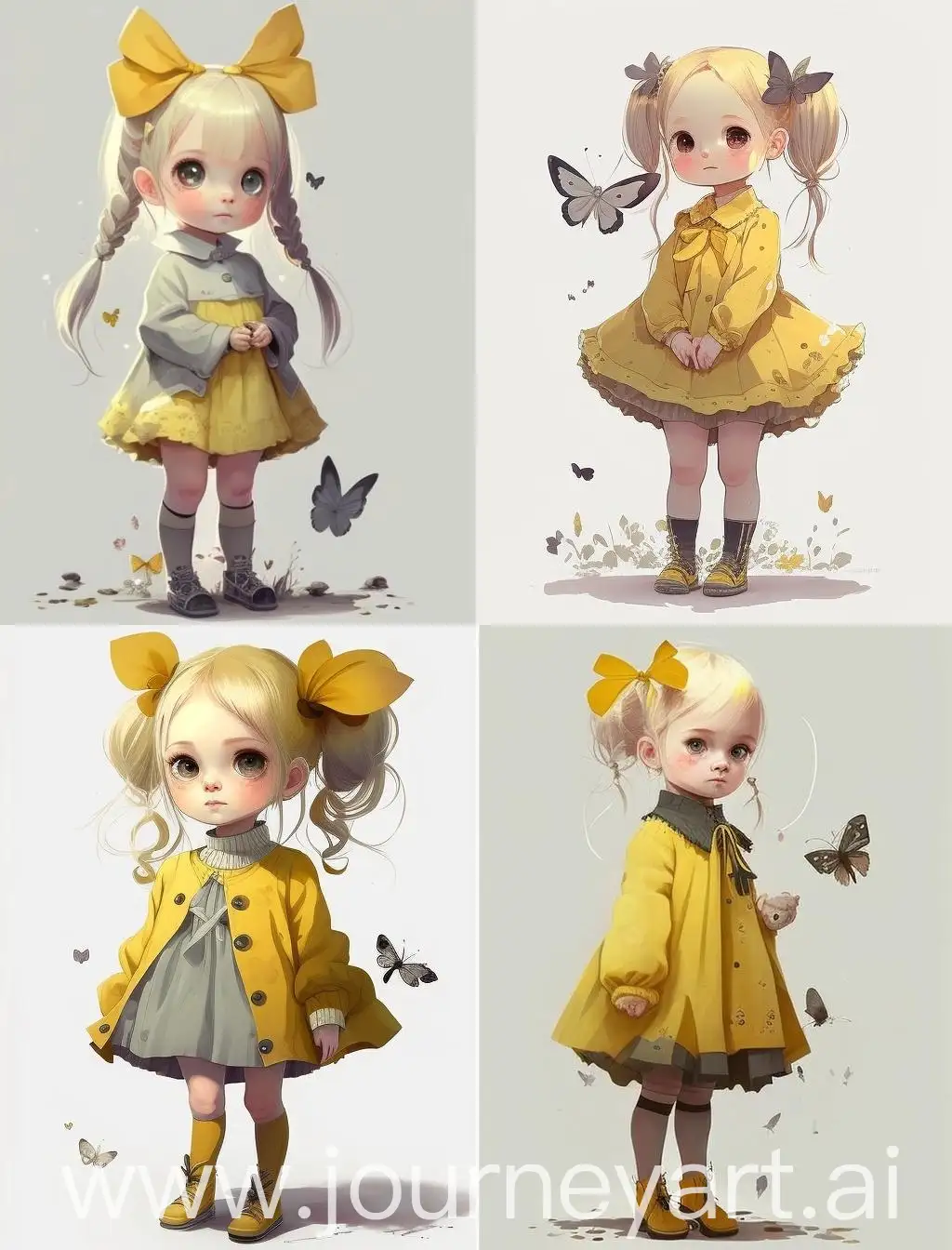 Adorable-Little-Girl-with-Butterfly-Hairpin-in-Yellow-Dress