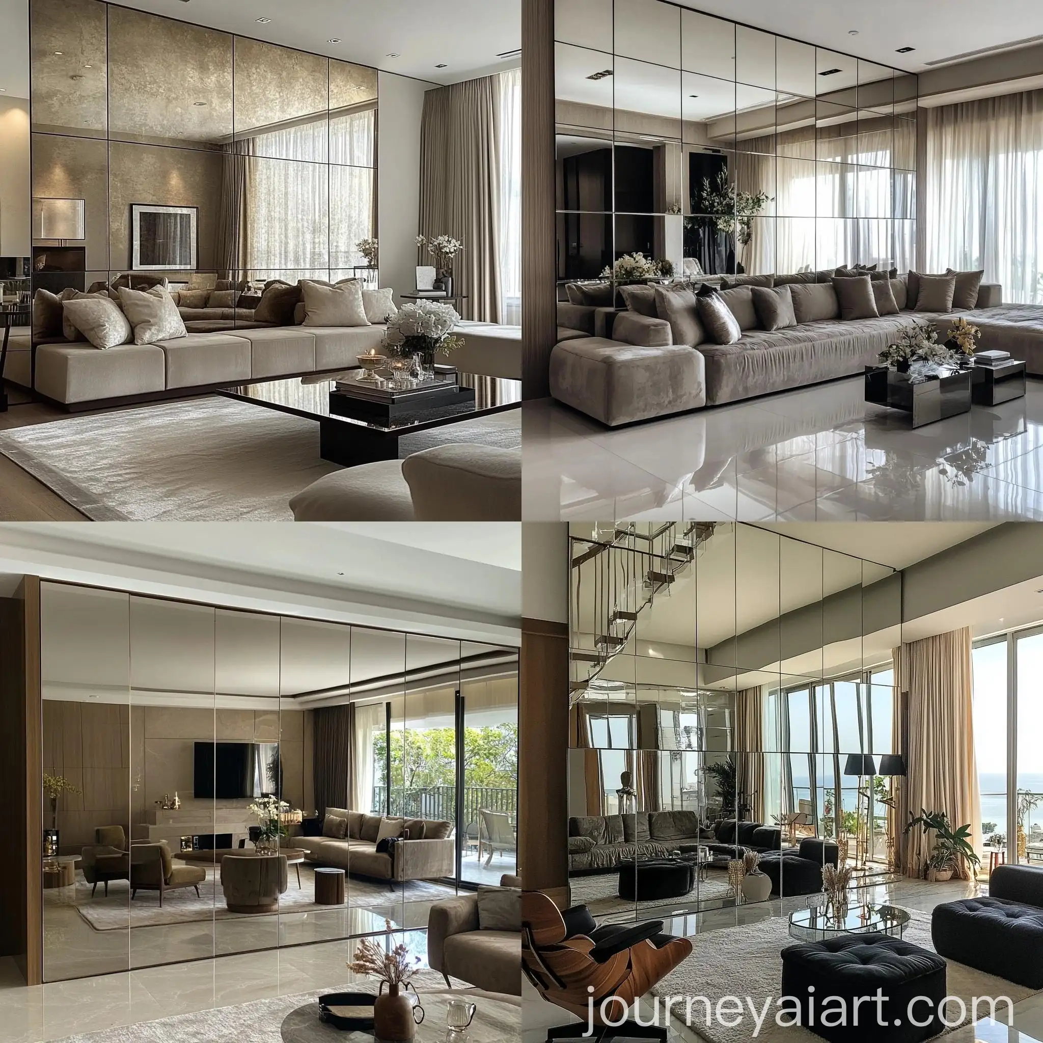 Elegant-Living-Room-with-Full-Glass-Mirror-Backdrop