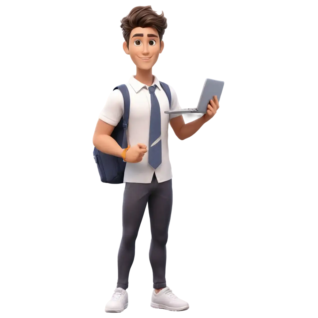 Handsome-Male-Student-Holding-Laptop-in-Uniform-PNG-HighQuality-Animation-Image