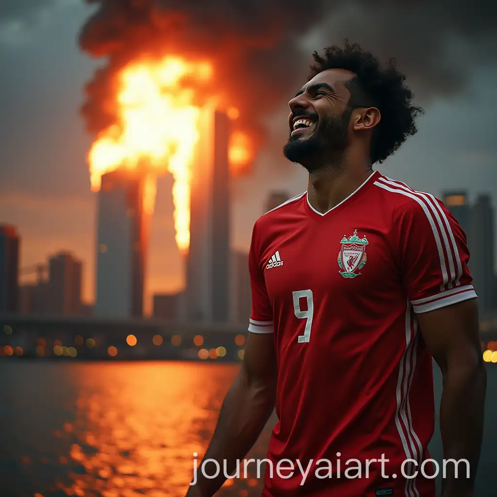 Twin-Towers-onAI-Image-Prompt-Expansion-Fire-with-Mohamed-Salah-Laughing-in-the-Scene