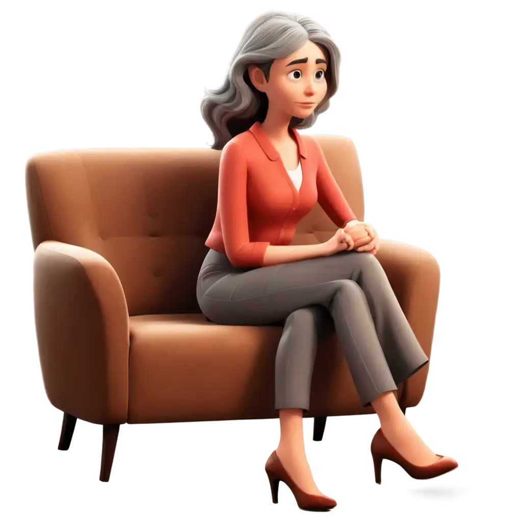 Young-Old-Woman-Cartoon-Character-PNG-The-Perfect-Office-Thinker