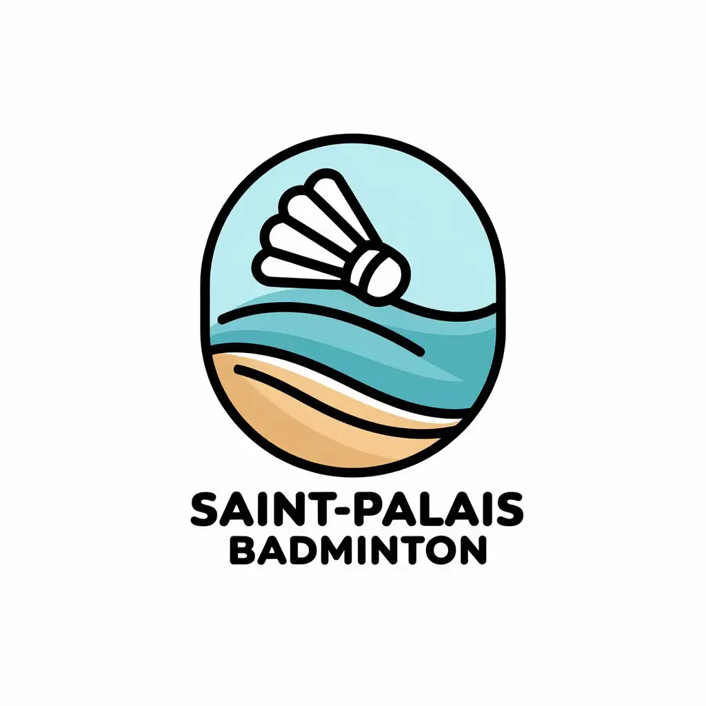 LOGO Design for SaintPalais Badminton Wavy Line Dynamic Shuttlecock Sand and Sky Colors with Clear Background