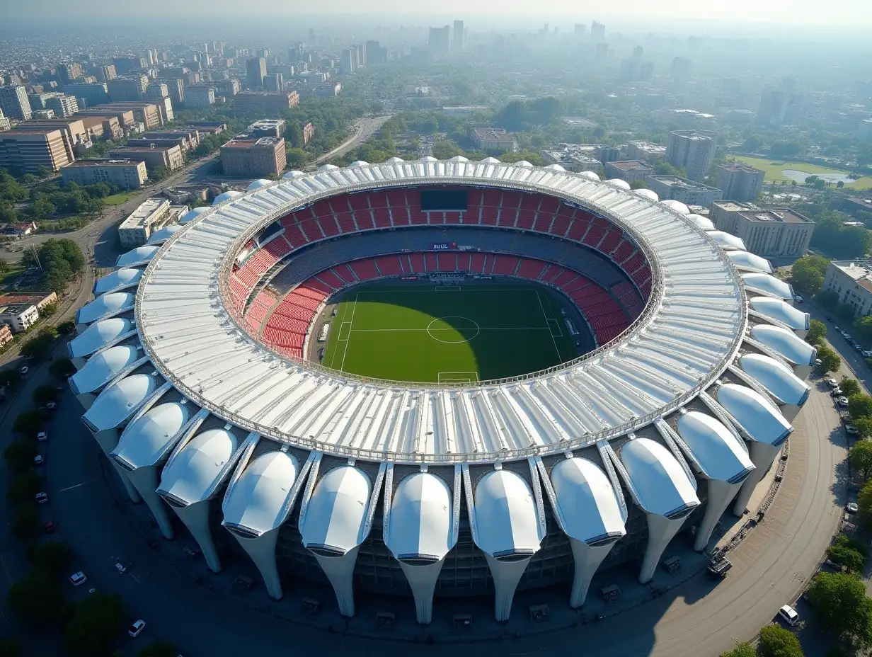 A sky view of the world's largest retractable-roof stadium with 1,024,000 seating capacity.