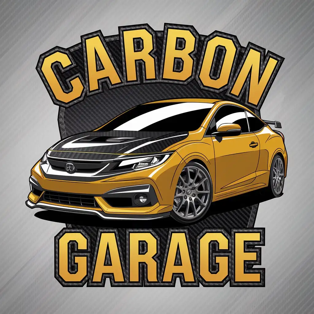 LOGO Design for Carbon Garage Yellow Carbon Civic with Automotive Industry Theme