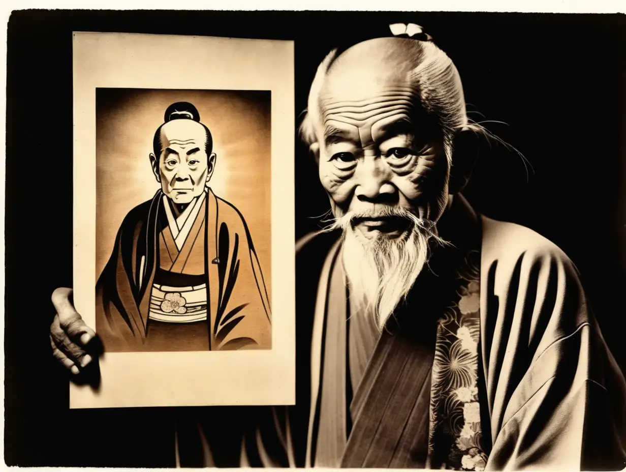 Portrait-of-an-Elderly-Japanese-Man-in-a-Dark-Cartoonish-Style