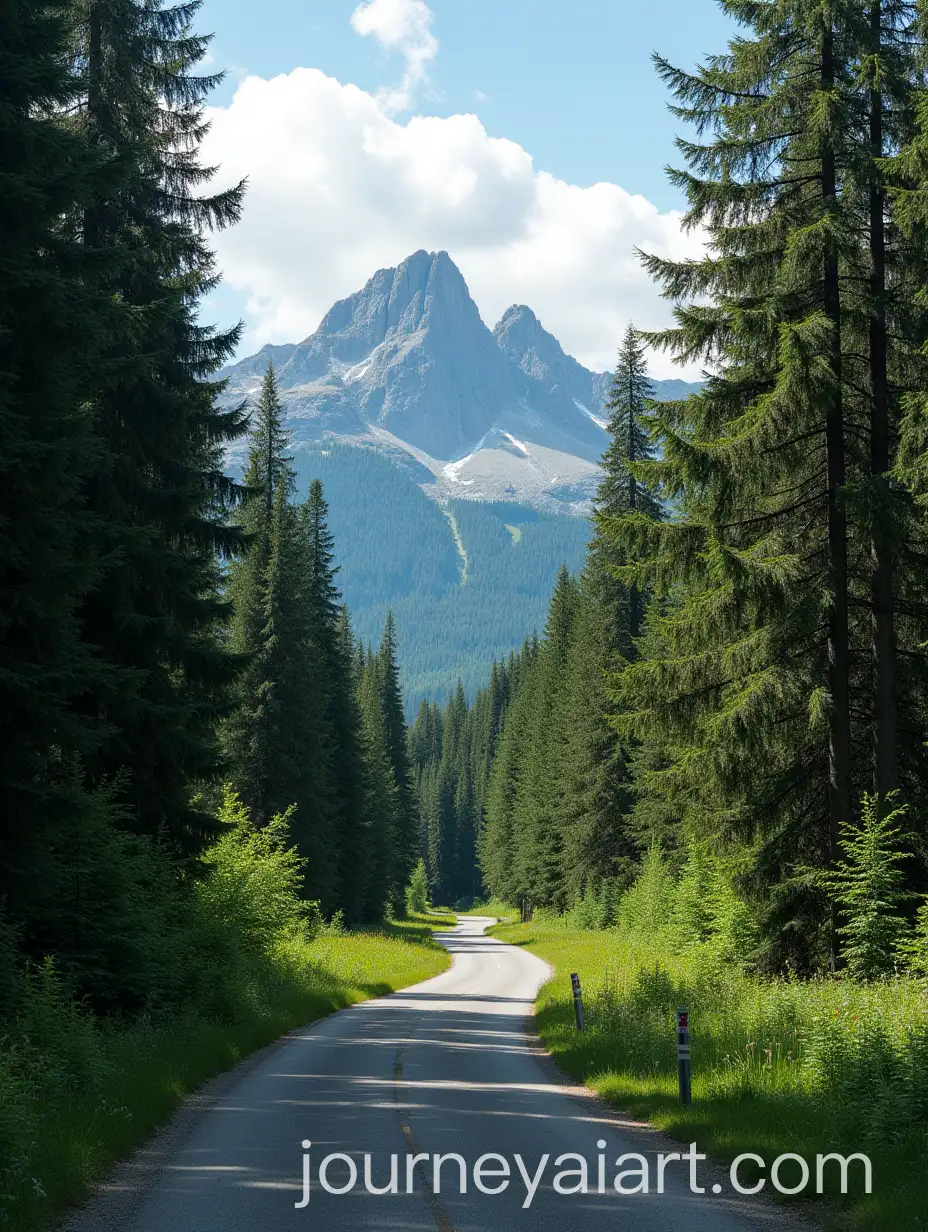 Driving-Through-a-Summer-Forest-Toward-Majestic-Mountains