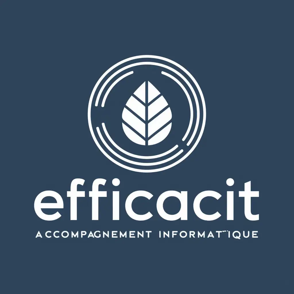 LOGO Design For EfficacIT Modern Leaf Symbol in Blue with IT Support Theme