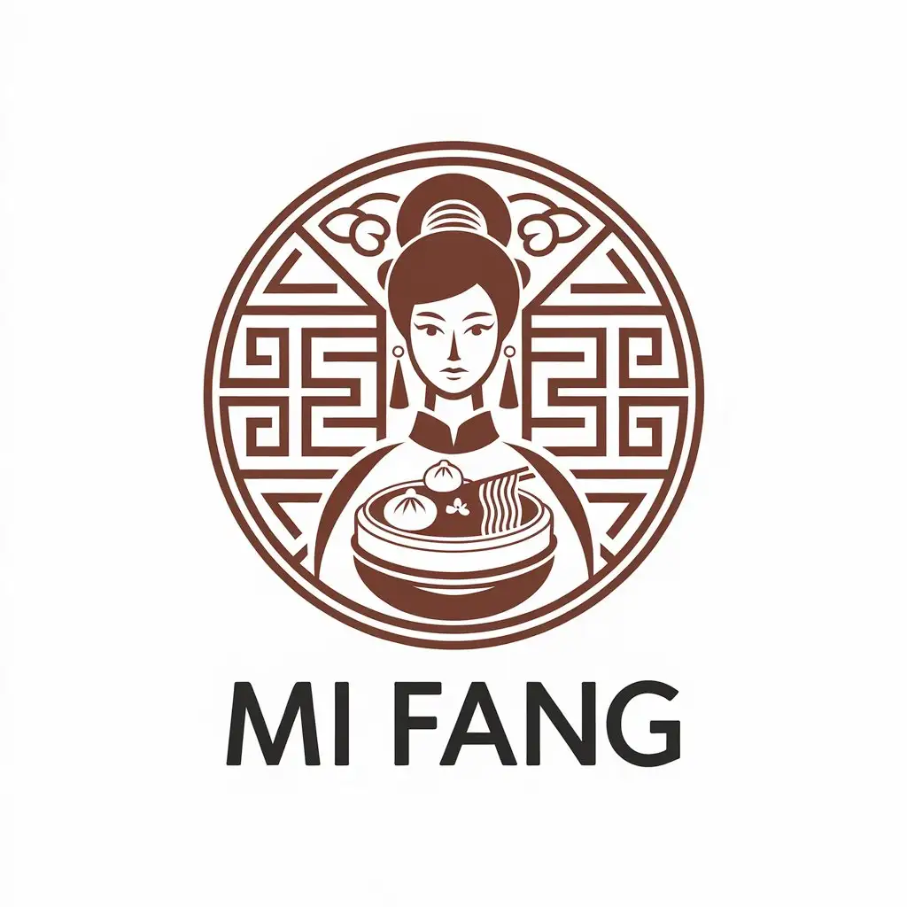 LOGO-Design-For-Mi-Fang-Circular-Chinese-Restaurant-Logo-with-Traditional-Elements