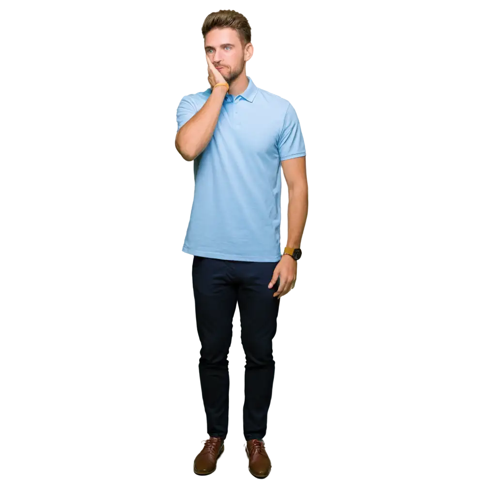 Light-Blue-Polo-TShirt-with-Black-Trousers-PNG-Image-HighQuality-Transparent-Background-for-Versatile-Usage