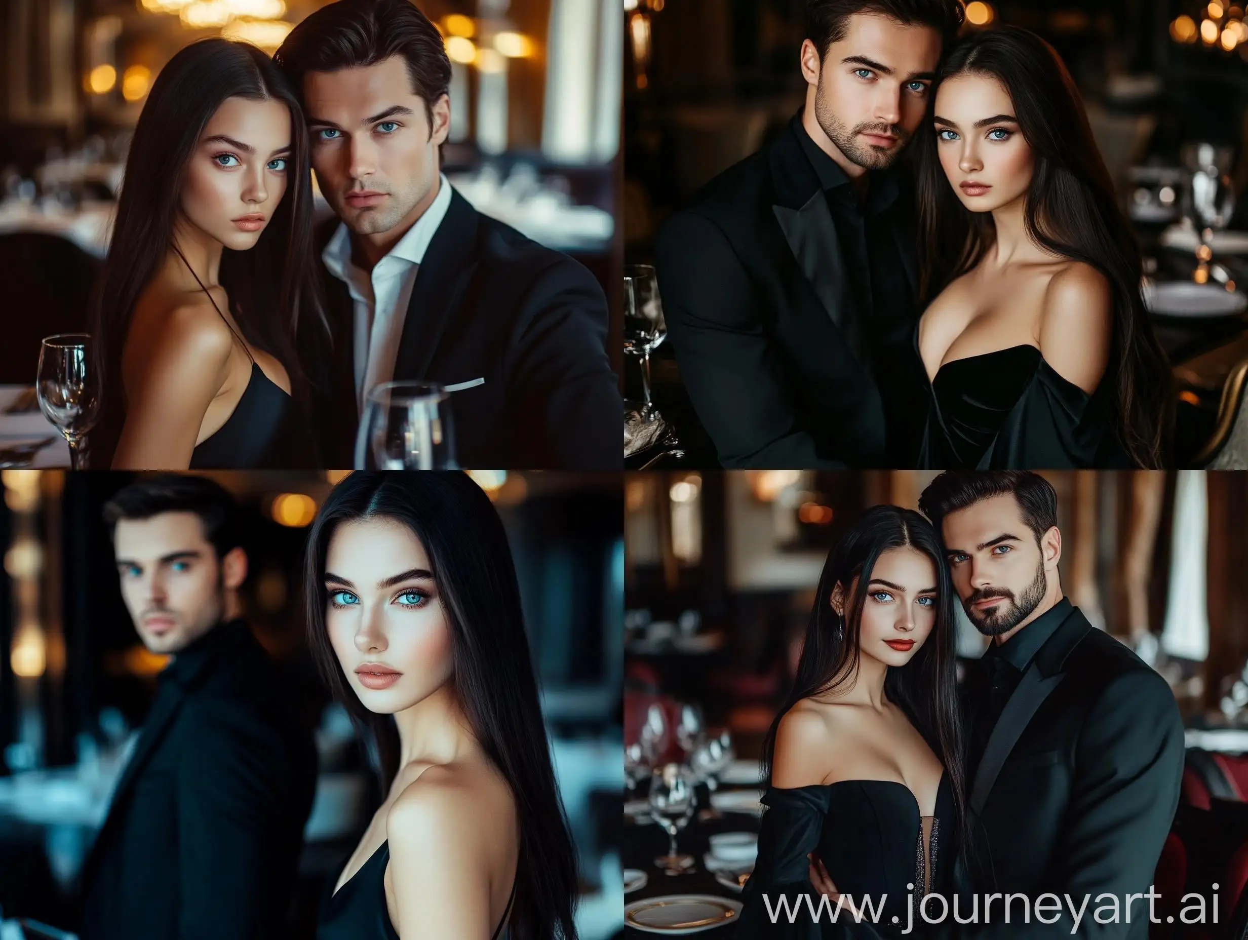 Elegant-Young-Woman-in-Black-Evening-Dress-Dining-with-Affluent-Gentleman